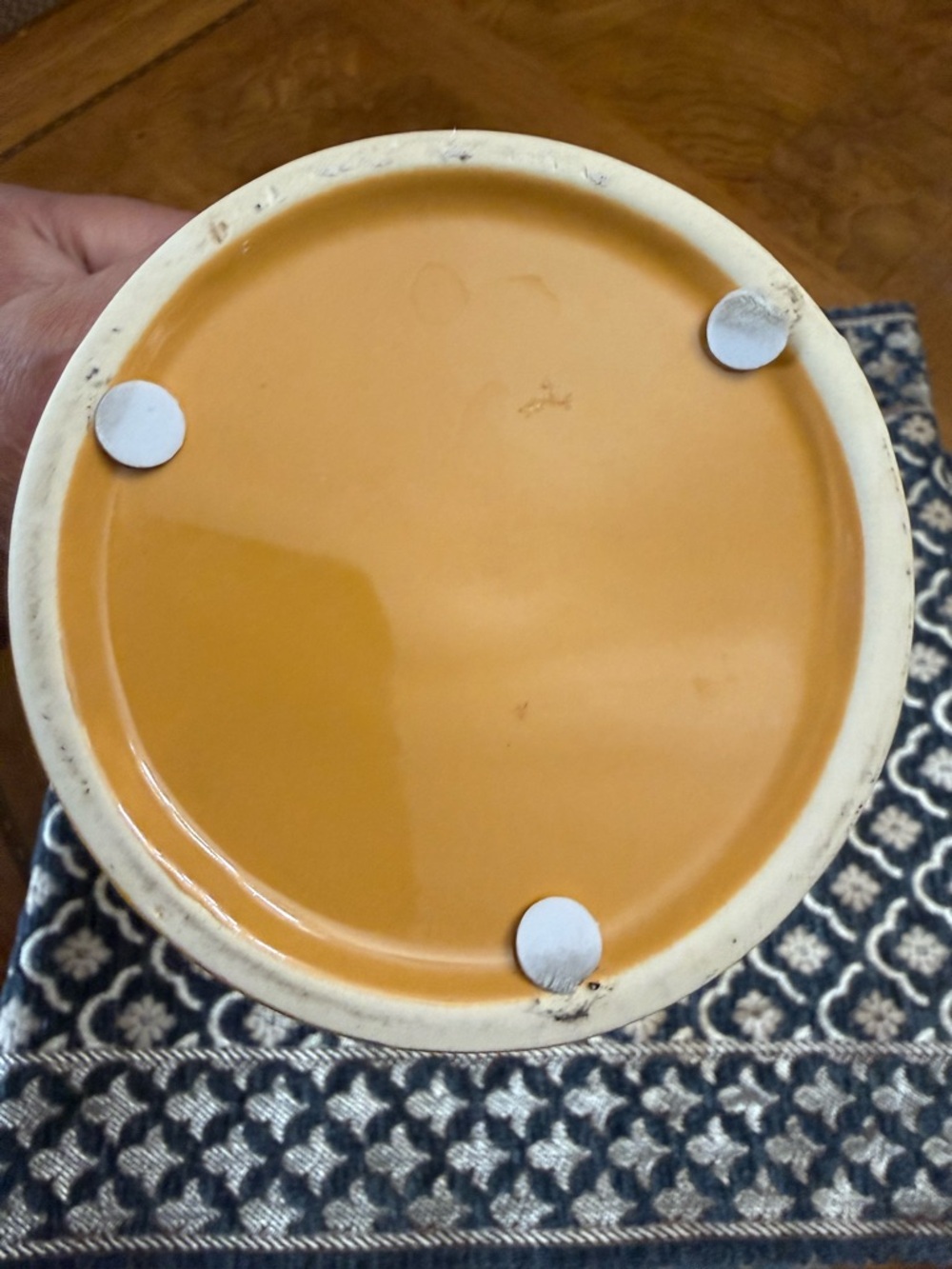 Home Interiors Mustard Yellow Embossed Ceramic Pitcher - Picture 6 of 7
